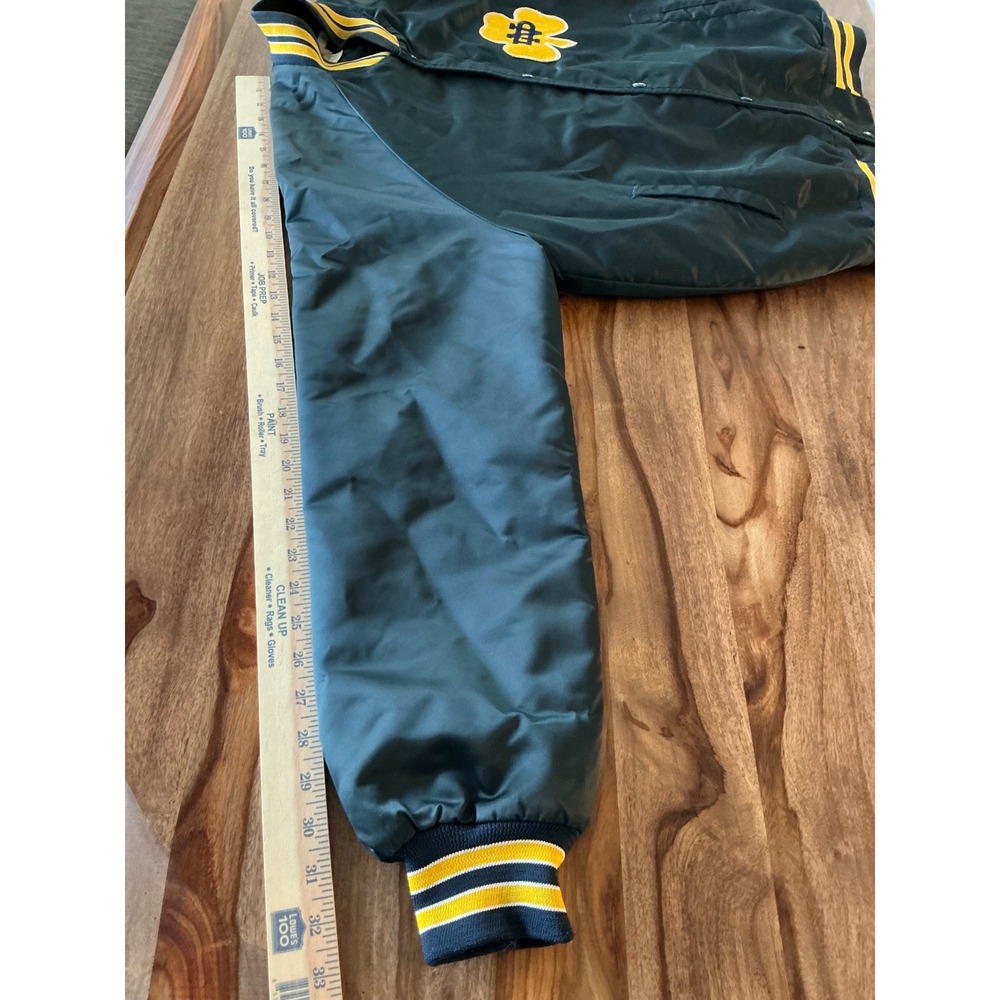 Vintage 80s Chalk Line Notre Dame Fighting Irish Satin Bomber Jacket USA Made L - Picture 9 of 12